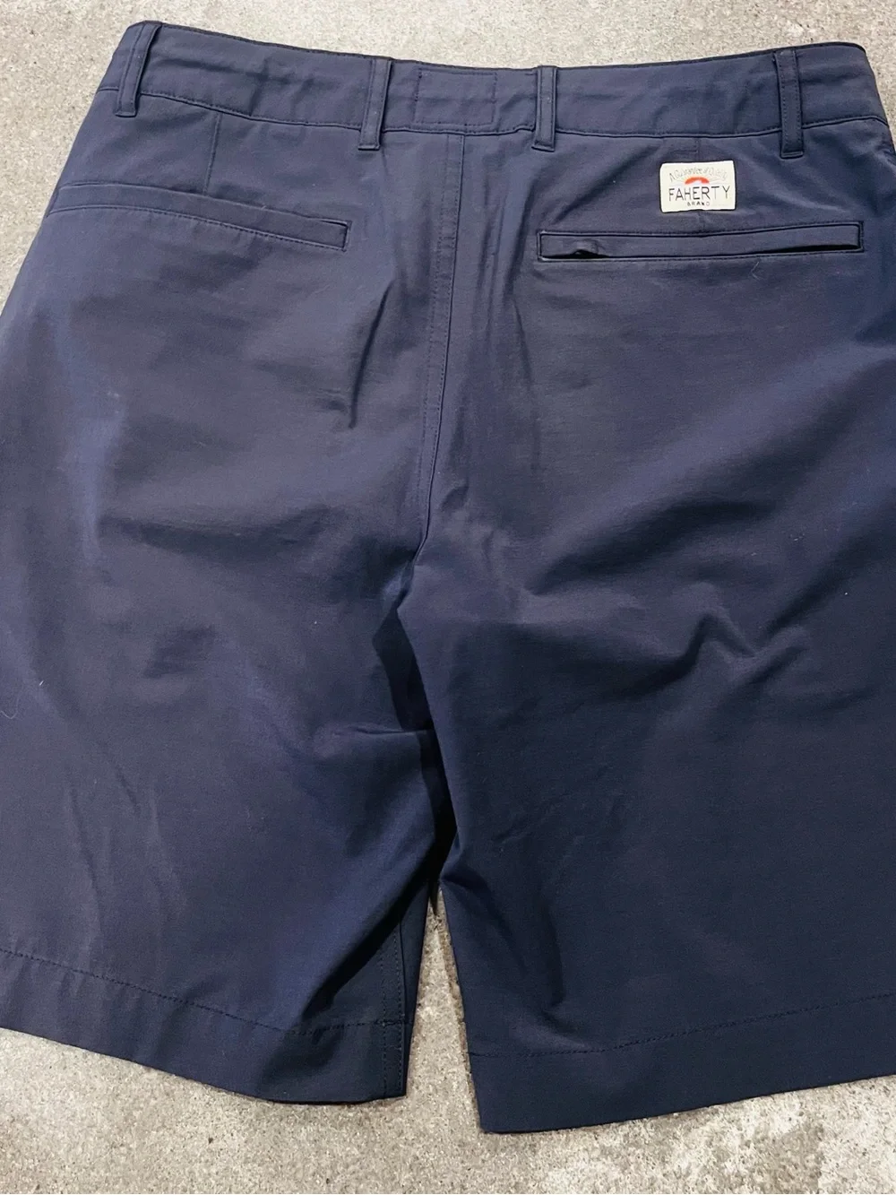 Faherty Navy Flat-Front Performance Shorts